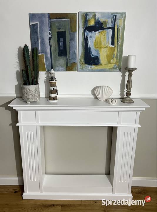 Portal kominkowy atrapa kominka drewno biały Warszawa