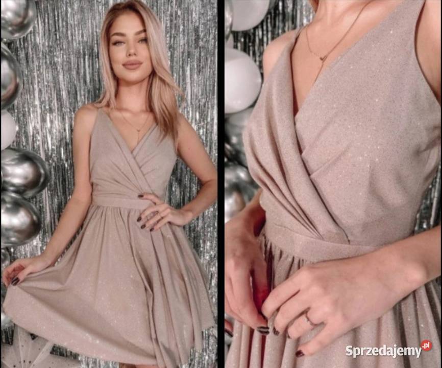 Piękna brokatowa sukienka na ramiączkach Rozmiar 34(XS) małopolskie