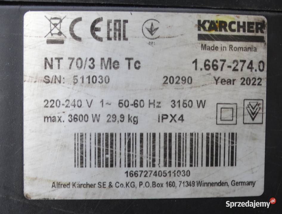 Odkurzacz Przemysłowy Karcher NT 703 Me Tc 2022 Radom sprzedam