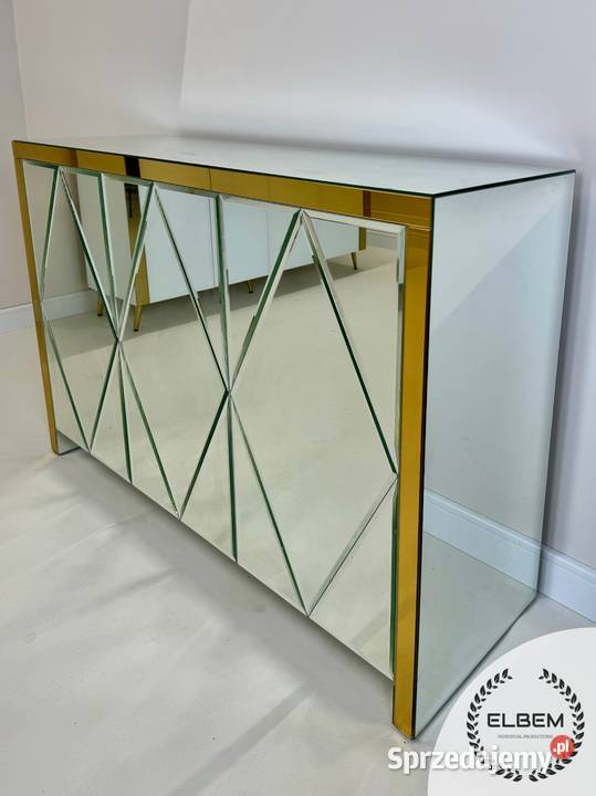 Komoda szklana biała złota ramka Glamour Dom i Ogród Warszawa