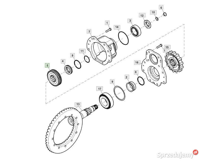 John Deere 6230 6250 wałek zębaty i koło zębate Jastrzębniki