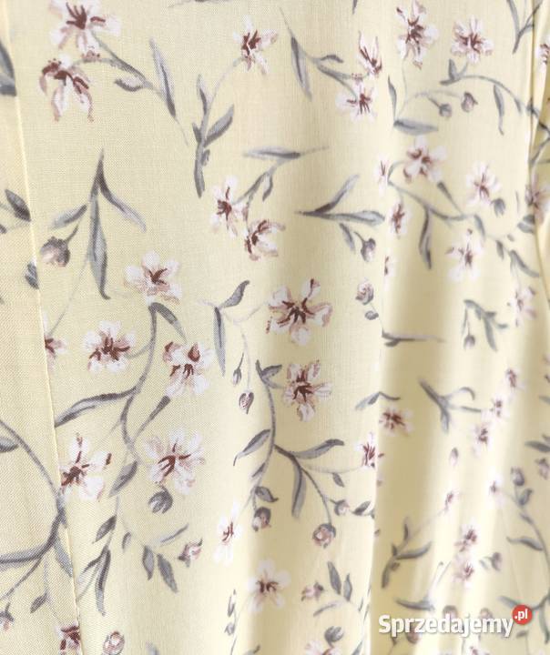 Maślana sukienka HM 50 5XL kwiaty midi tea dress Szczecin