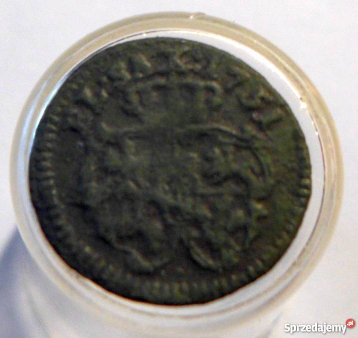 Szeląg koronny August III Sas 1751 Piękna patyna Numizmatyka Numizmatyka małopolskie Kraków