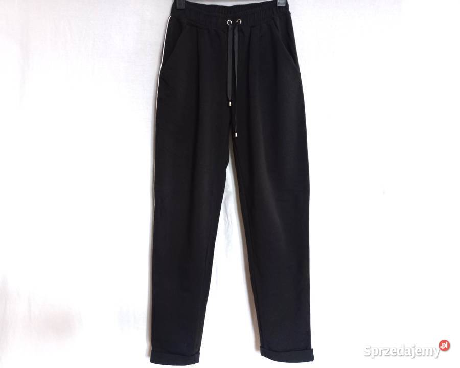 Spodnie czarne Lampasy damskie r M bawełna NOWE Spodnie Białystok sprzedam
