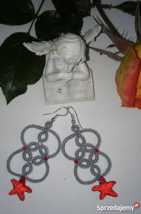 Kolczyki Frywolitkowe Biżuteria dla Pań Wiśniowa