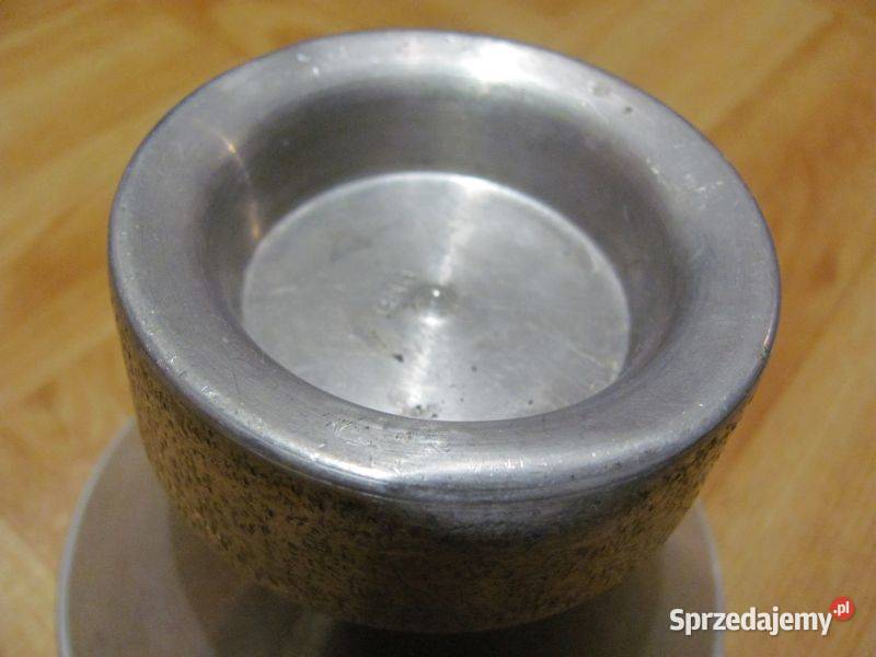 Stary sygnowany świecznik cynowy norsk tinn Zamość