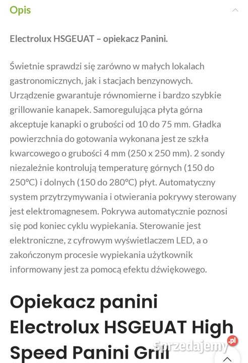 Opiekacz Panini Elektrolux HSGEUAT High Speed Ogród