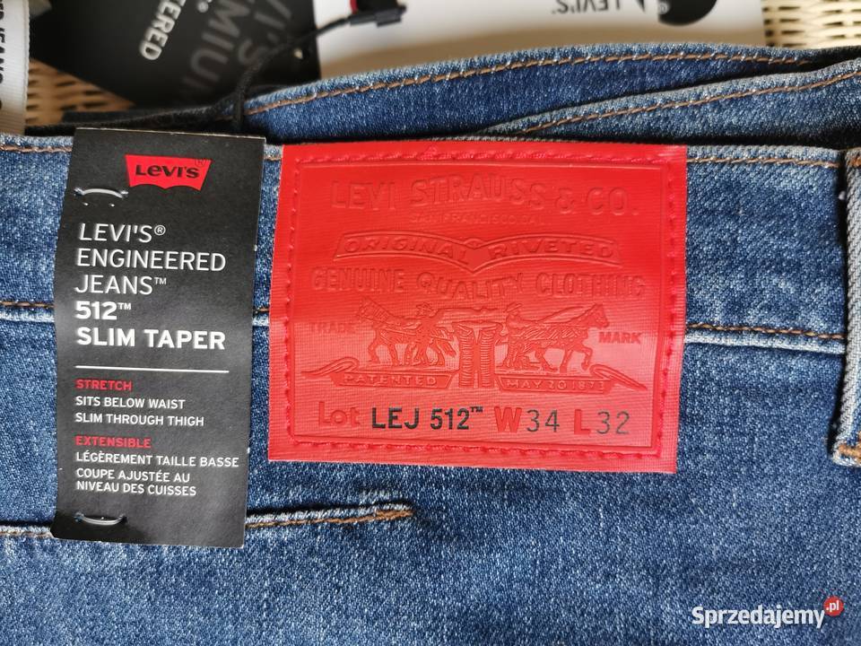 Levis 512 Slim Fit Taper W34 L32 Jeansy Super łódzkie