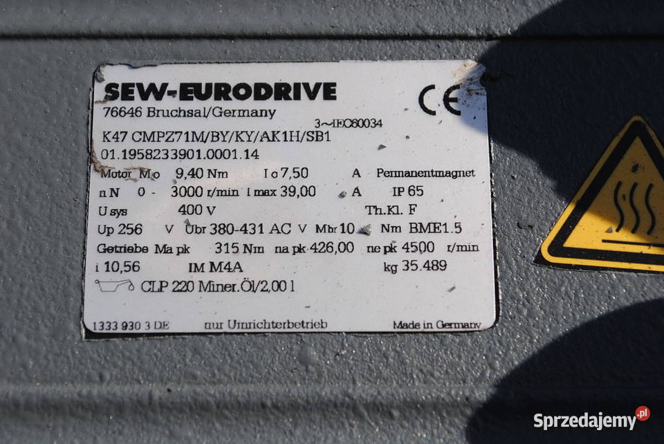 Motoreduktor kątowy Sew K47CMPZ71M BY KY AK1H Pozostałe Kargowa sprzedam