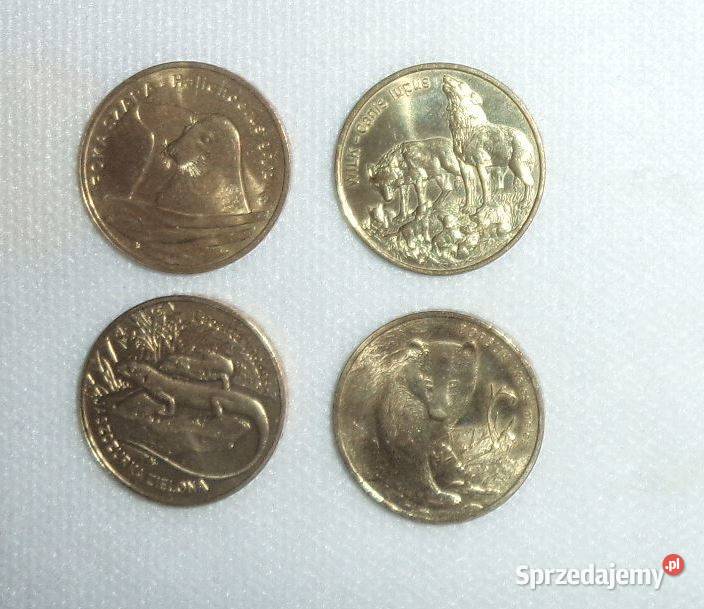 moneta monety 2 zł ng 4szt zwierzęta: wilk, borsuk, foka