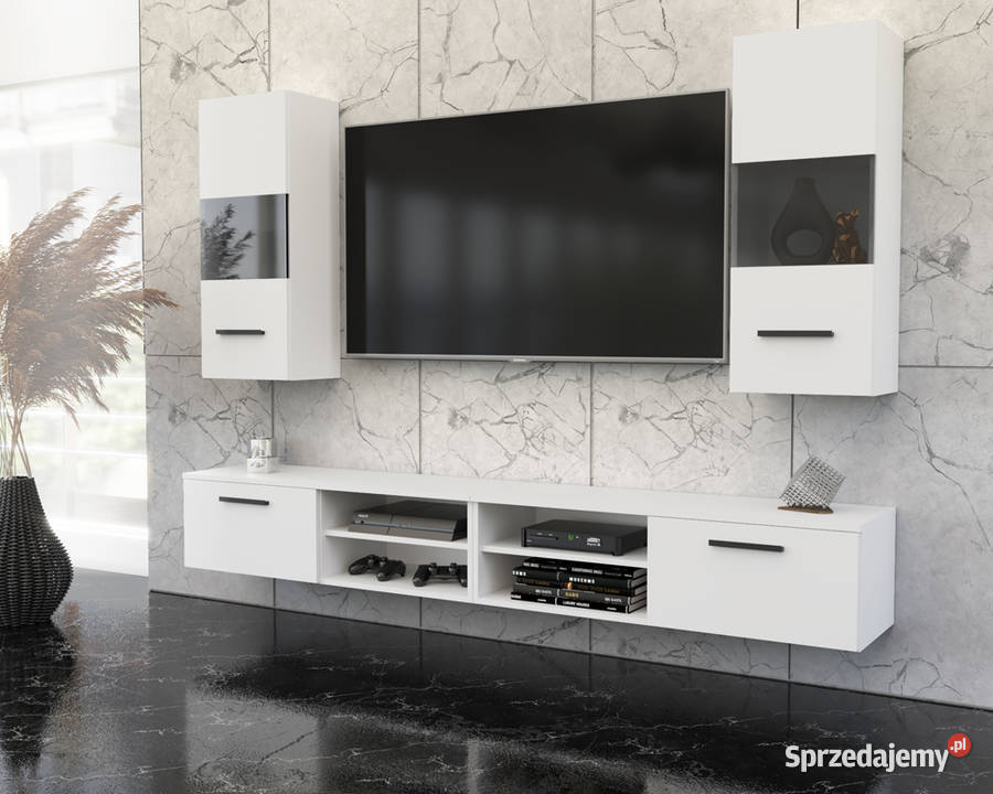 Meblościanka Biała Nowoczesna Pod Telewizor Elbląg sprzedam