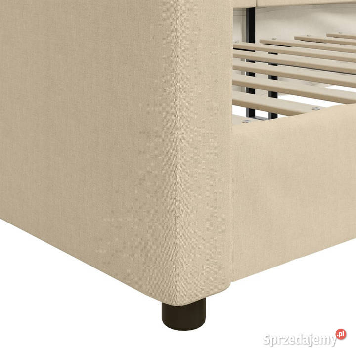 Sofa z funkcją spania kremowa obita tkaniną 110cm Warszawa