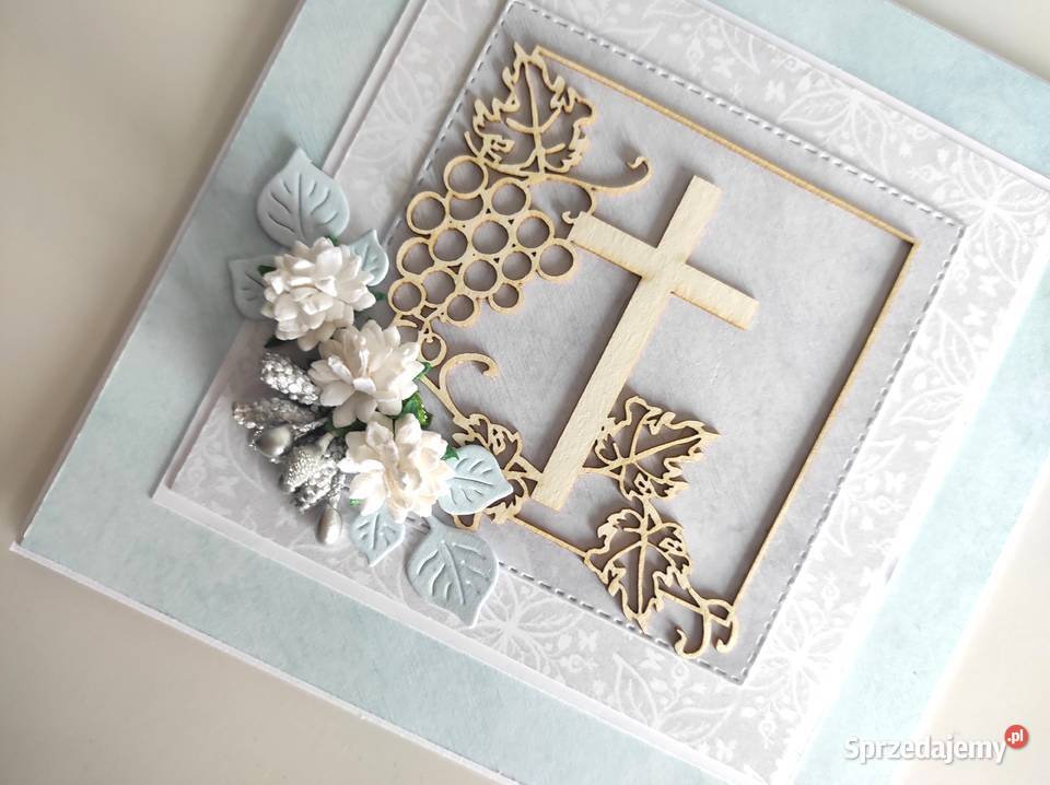 Kartka ręcznie robiona Komunia Święta handmade Łódź
