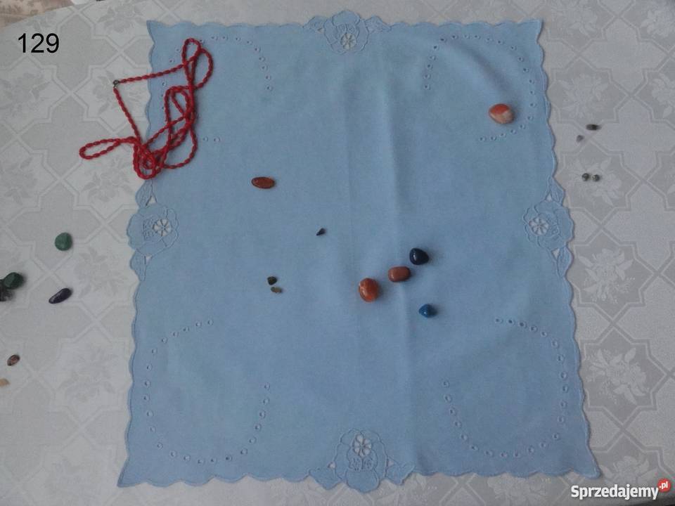 Serwetki bieżniki kolorowe niebieskie wyszywane lubelskie Lublin