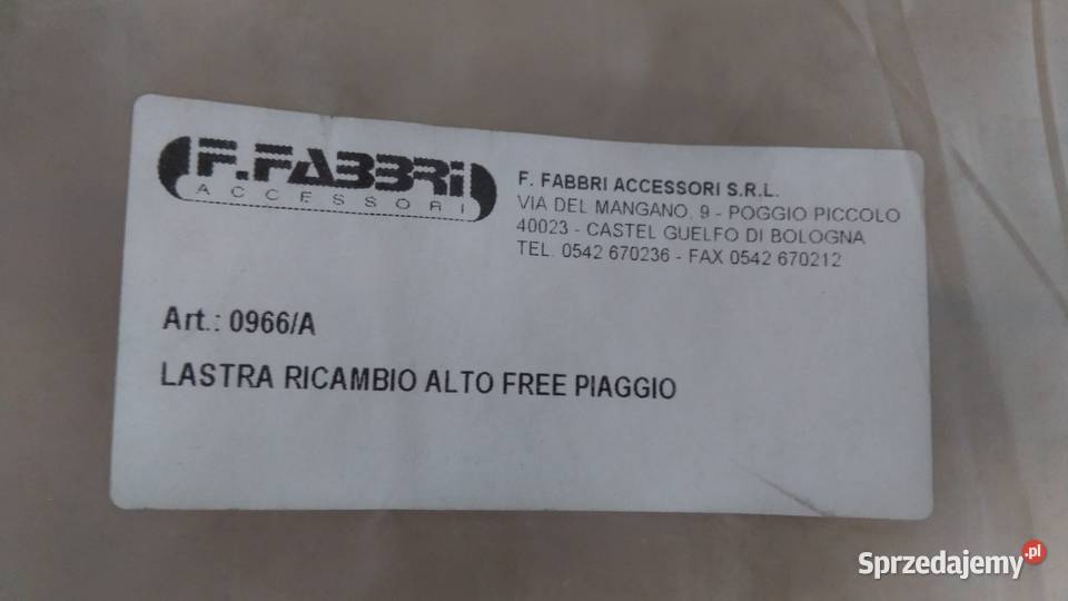 NOWA SZYBA OWIEWKA OSŁONA FABBRI MADE IN ITALY Bielsk Podlaski sprzedam
