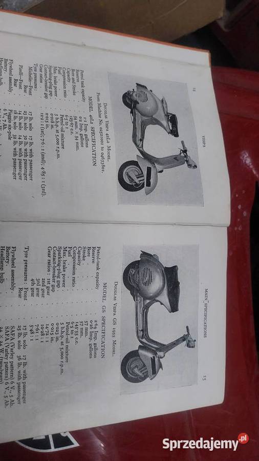 Vespa oryginalna książka obsługi 1957 Kończyce