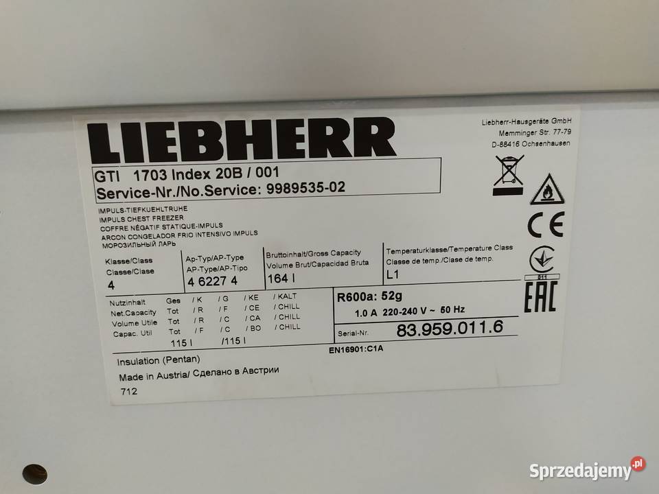 Zamrażarka skrzyniowa mała Liebherr GTi 1703 Kazuń Polski
