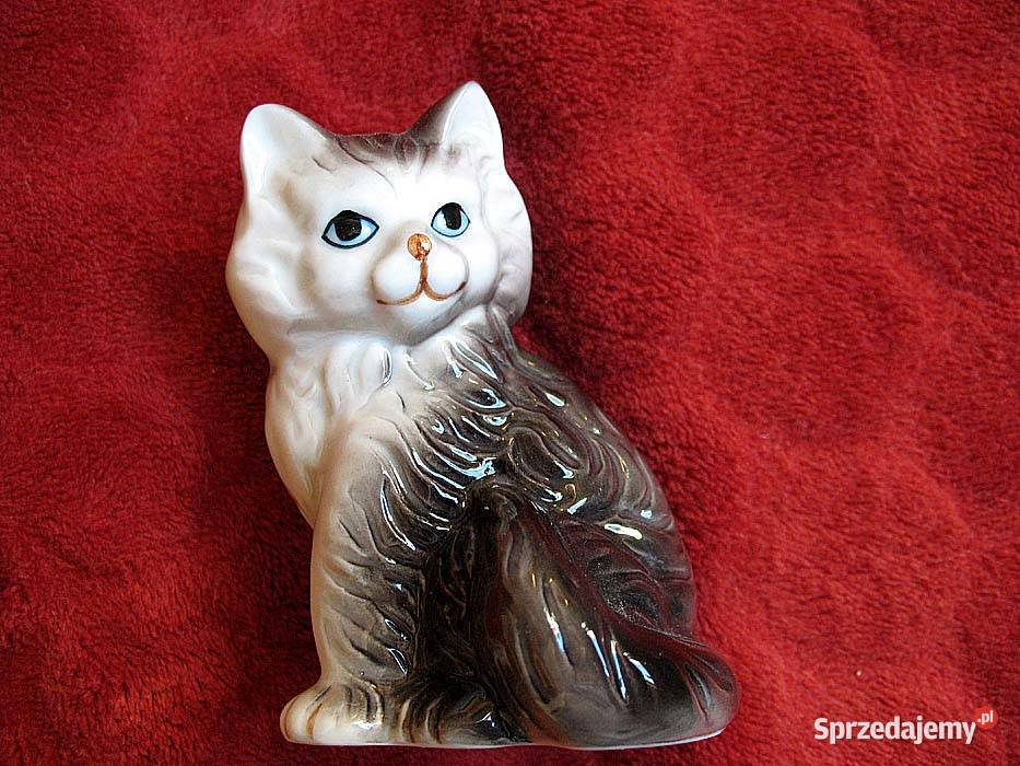 Kot piękny szary kocur porcelana Figurka 9 x 6 x Siedlce