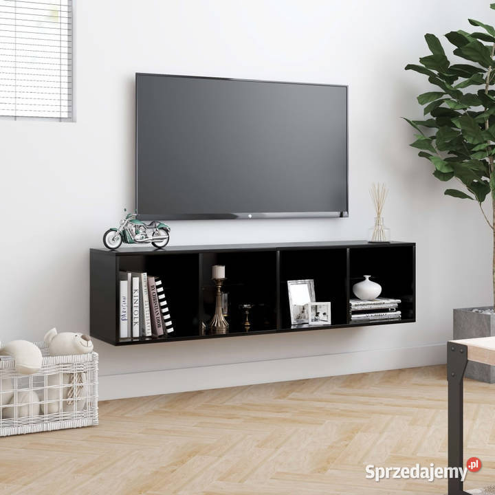 Regał na książkiszafka TV czarny 143x30x36