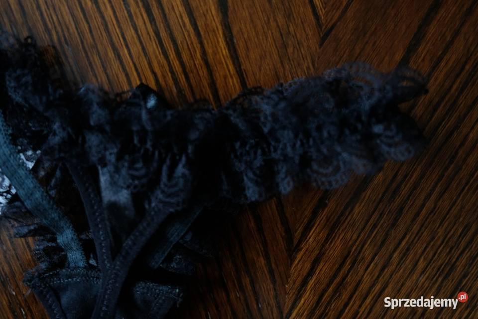 czarne stringi majtki XS 34 S 36 kokardki Toruń
