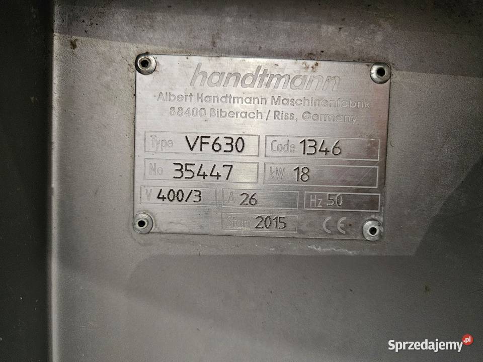Nadziewarka próżniowa Handtmann VF 630 z wilkiem Krotoszyn