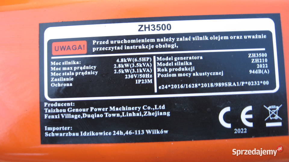Agregat prądotwórczy Schwarzbau 35 kv 230v Elektryczne