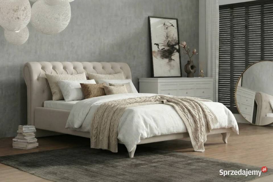 Eleganckie białe Łóżko BRUNO 1 180x200 Pikowane 180cm