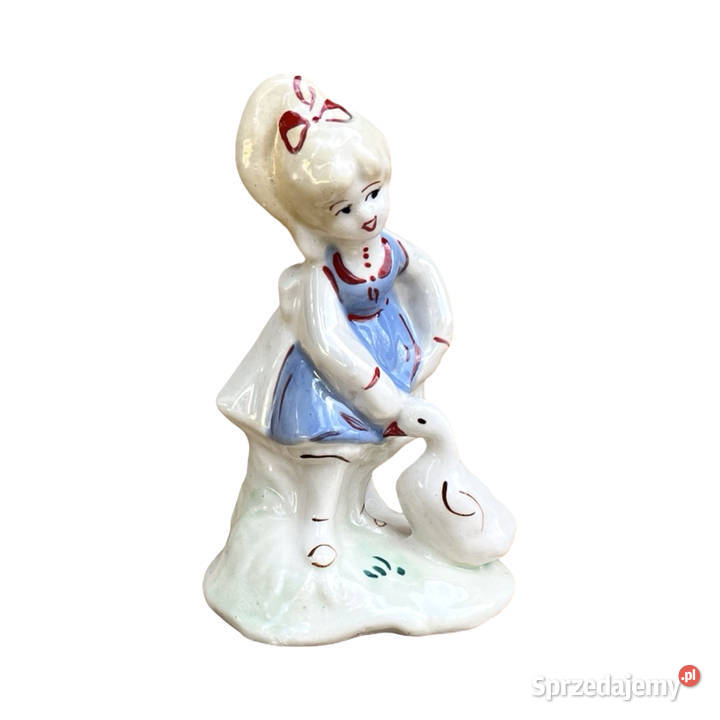 Porcelitowa figurka gęsiarki ręcznie malowana