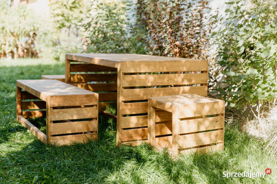 Meble ogrodowe drewniane tarasowe nieskładane
