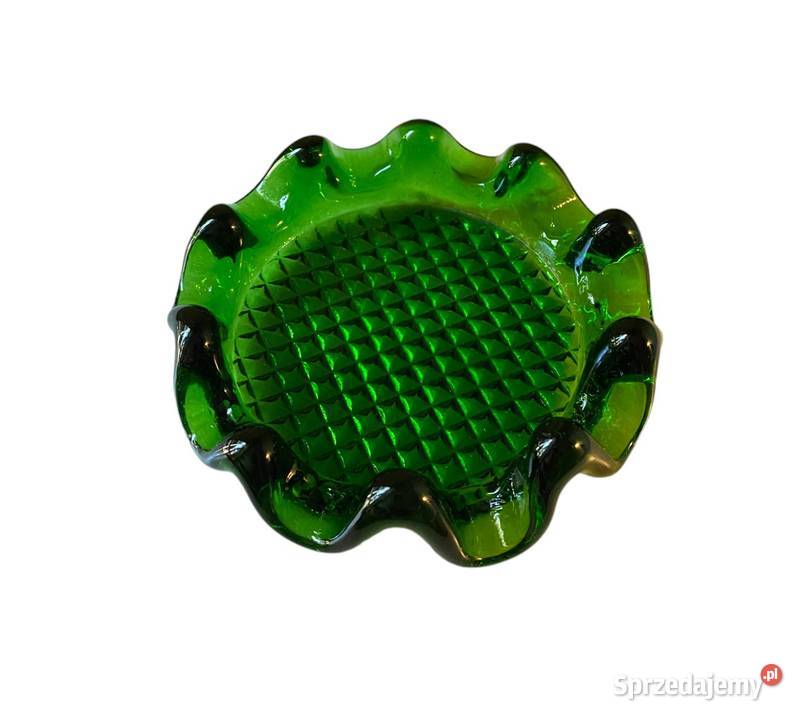 Szklana zielona popielnica Antyki, Sztuka, Kolekcje