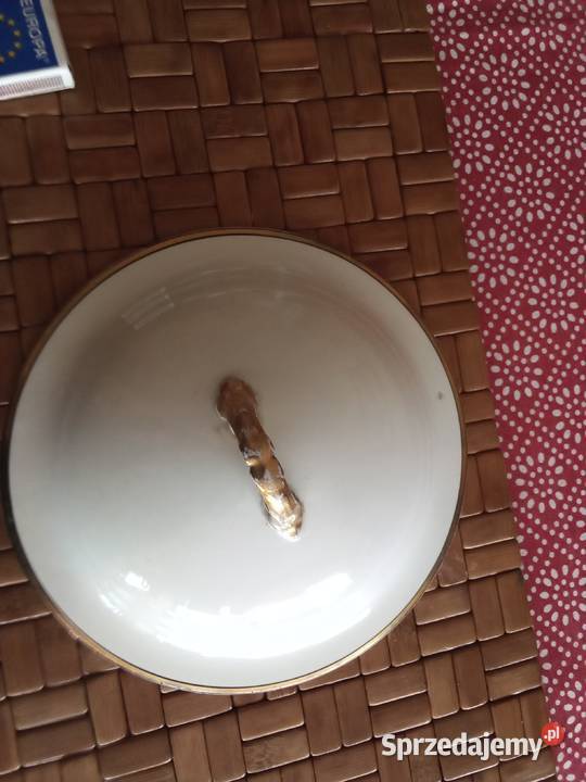 Nie Prl pokrywką waza złocona biały Łódź