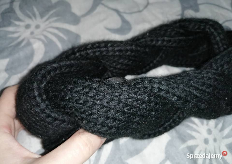 HM ciepła Gruba Czarna Zimowa Opaska na głowę Dla kobiet Leszno