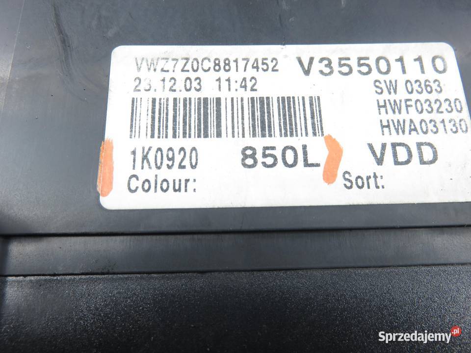 LICZNIK VW GOLF V 1K1 19 TDI BXE 1K0920850L osobowe małopolskie