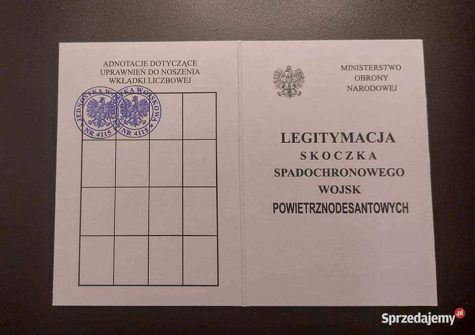 Legitymacja skoczka spadochronowego i Stasin