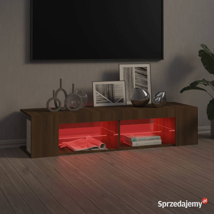 Szafka TV z oświetleniem LED brązowy dąb Warszawa sprzedam
