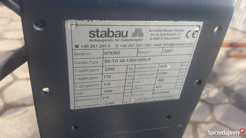 Teleskopowe widły przedłużki wideł Stabau Iso3 Wózki widłowe Dywity