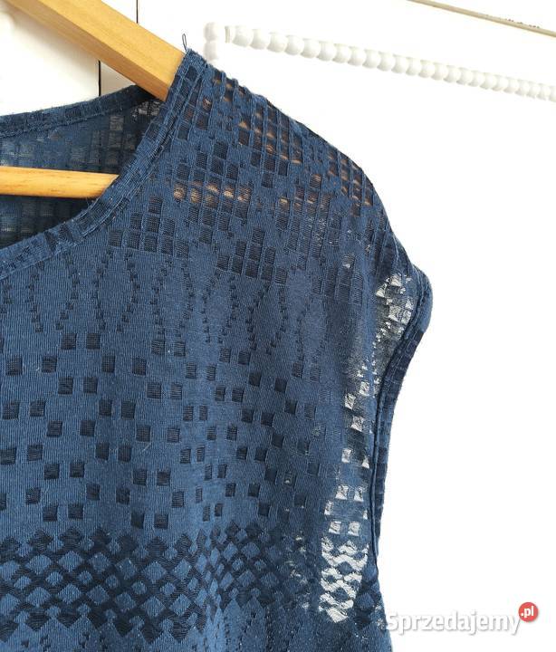 Niebieska ażurowa bluzka bez rękawów Reserved XL Szczecin sprzedam