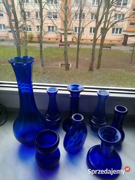 Zestaw szkła wazoniki świeczniki buteleczki Choszczno