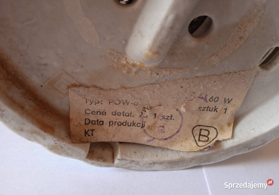 Szklana lampa PRL porcelanowa podstawa Poznań