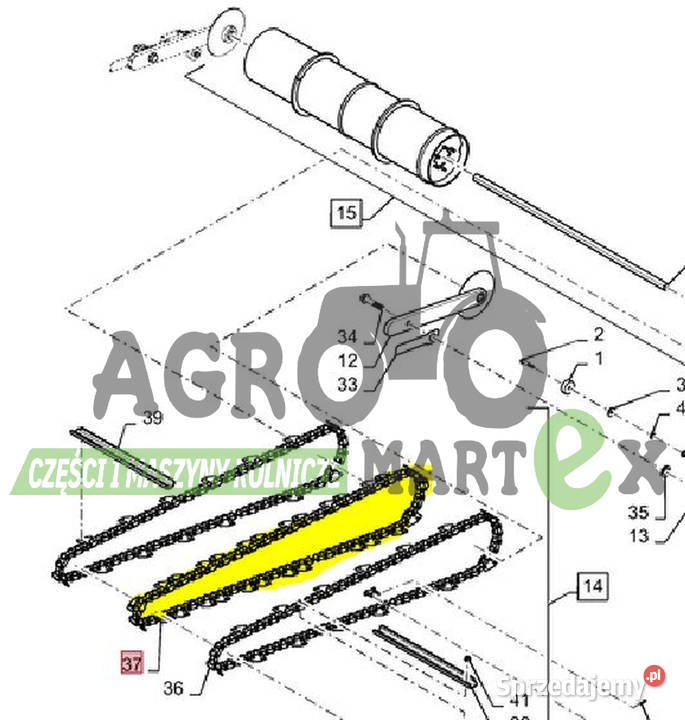 84361382 ŁAŃCUCH PODAJNIKA POCHYŁEGO WEWN CNH nieuszkodzony Wichrów