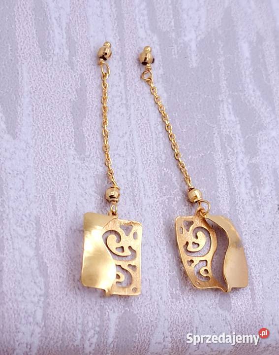 20Kolczyki Złote pr585 Długie 45 łańcuszek z Poznań sprzedam