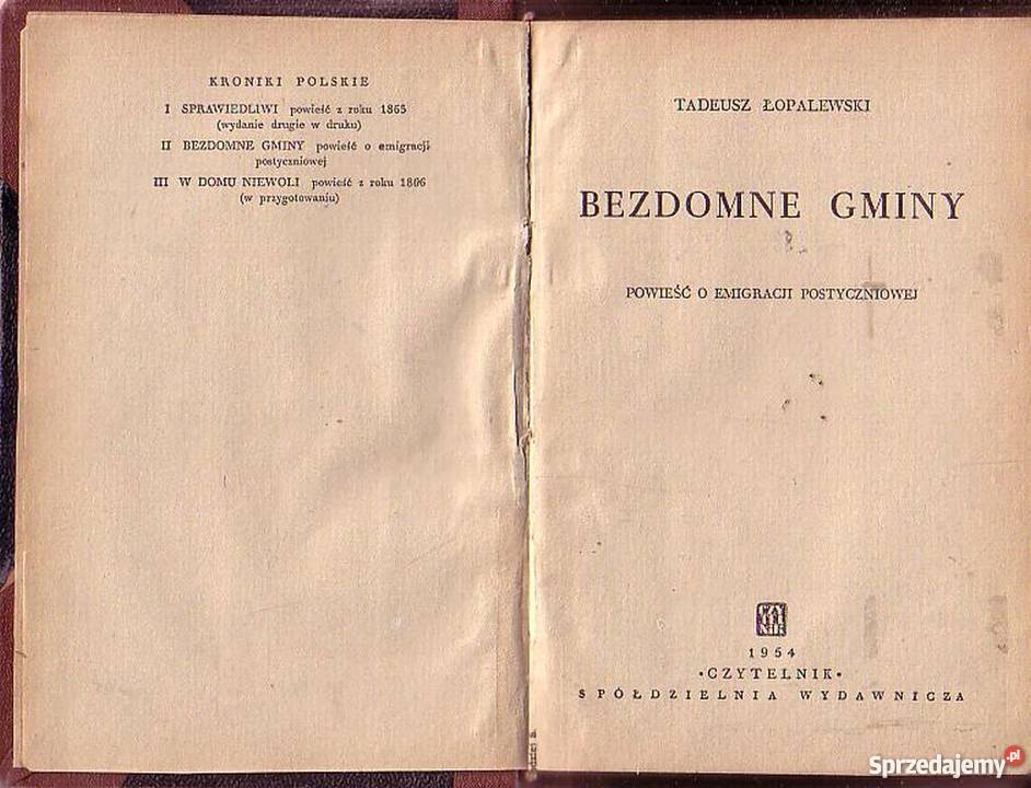 0185 BEZDOMNE GMINY POWIEŚĆ O EMIGRACJI Czyrna sprzedam