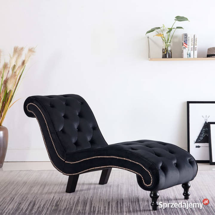 Szezlong czarny tapicerowany aksamitem WM248611 Warszawa