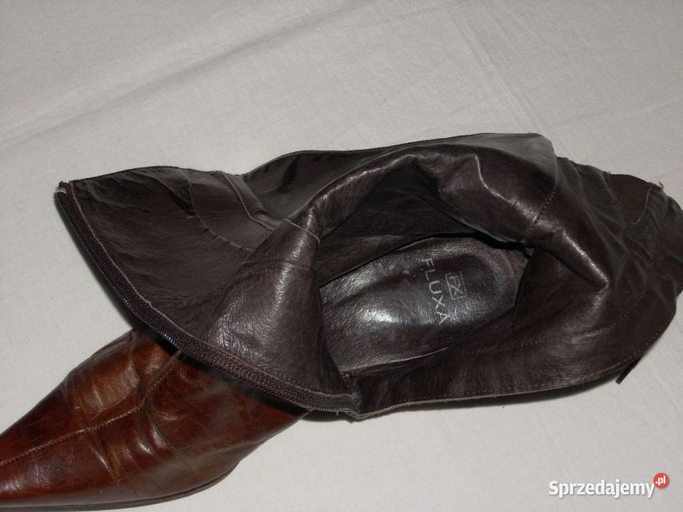 FLUXA skórzane kozaki botki vintage sznurowane Kozaki Nowy Sącz