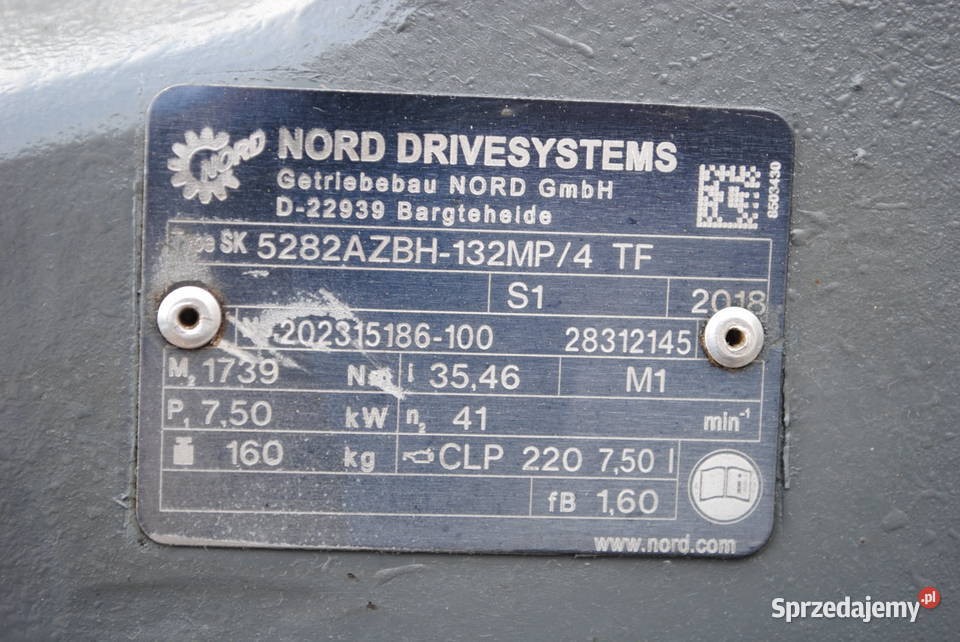 Motoreduktor 75kw 41obrmin Firmy NORD Kargowa