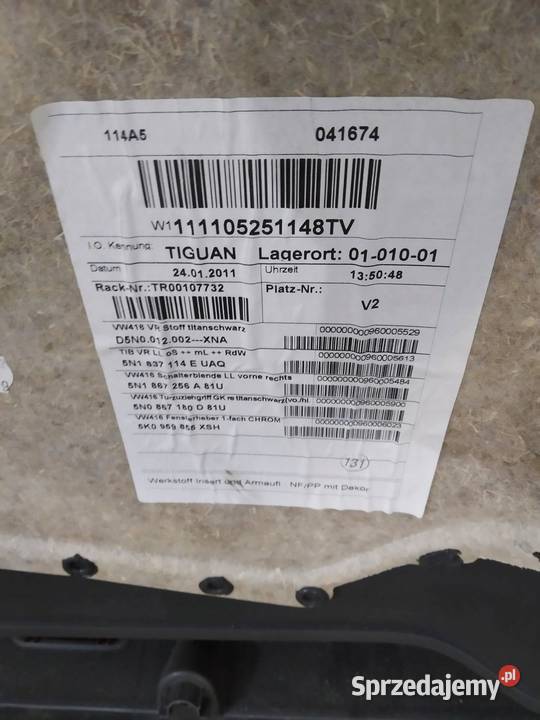 TAPICERKA BOCZEK LEWY PRAWY PRZÓD KPL VW