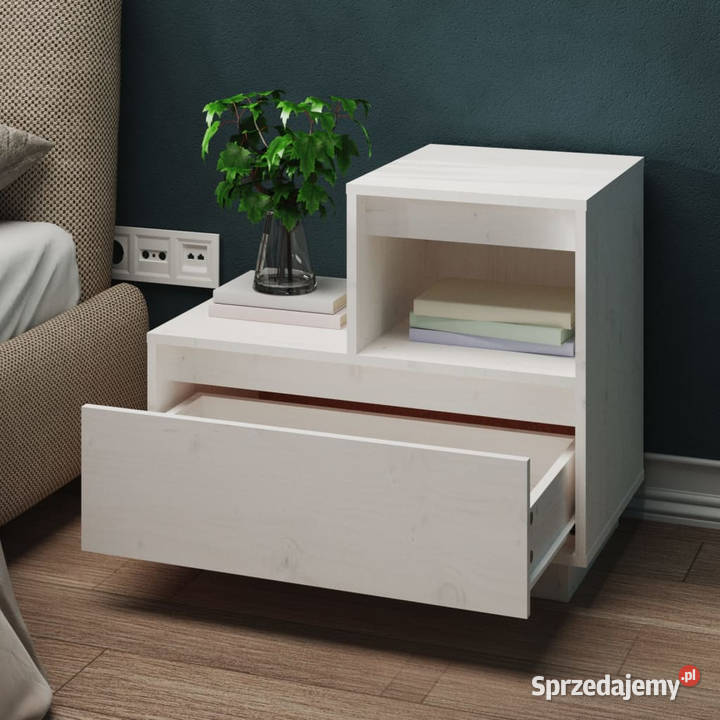 Szafki nocne 2 białe 60x34x51 lite drewno