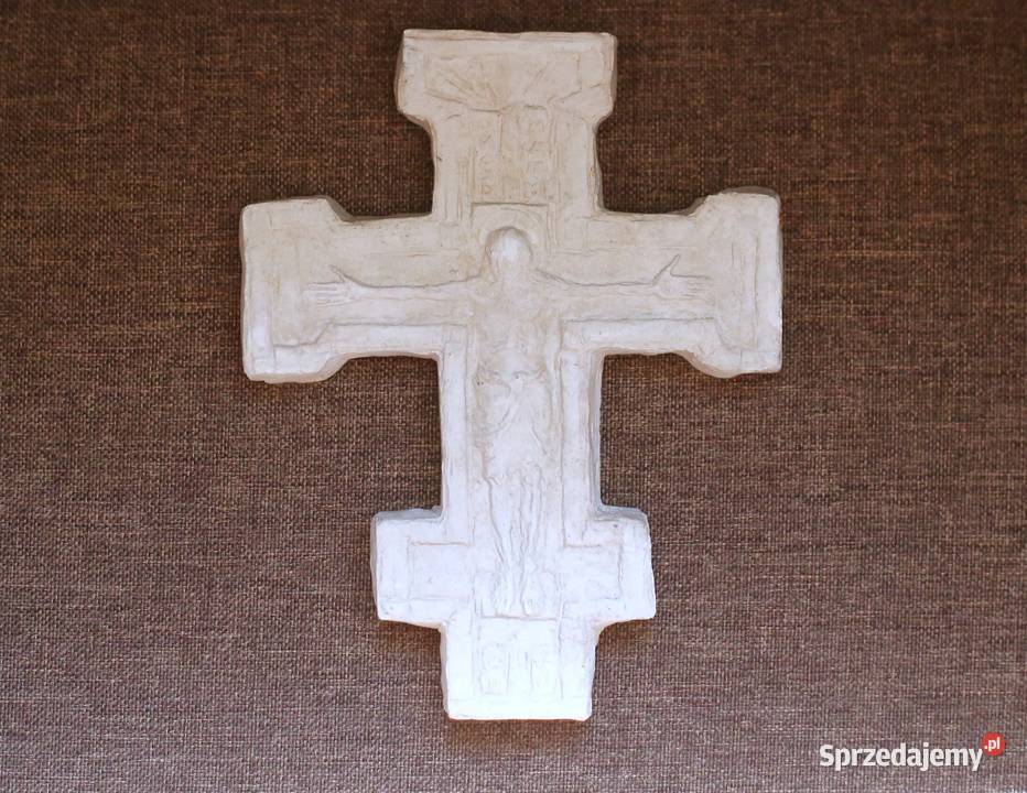 Krzyż prawosławny gipsowa płaskorzeźba Jezus na Gdańsk