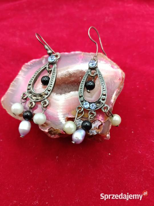 Kolczyki długie z perełkami lubelskie Zamość