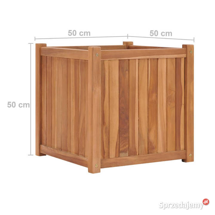 Podwyższona donica 50x50x50 lite drewno tekowe